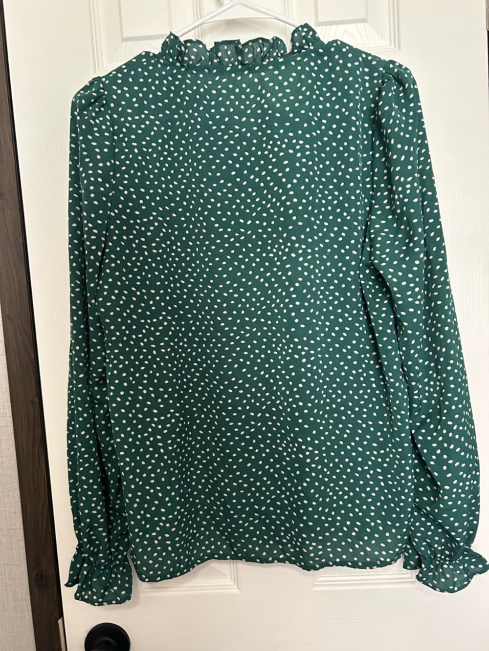Zara Green Polka Dot Long-Sleeve Blouse